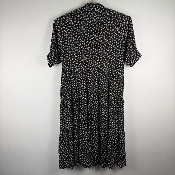 Natural Life Rebecca Midi Dress Black Cream Floral Tiered Boho Cottage size XL - Picture 4 of 12